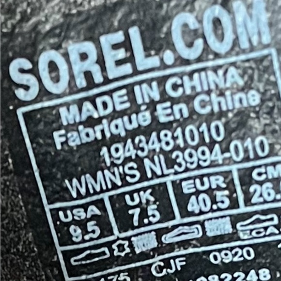 Sorel Cameron Black Leather Flatform Ankle Strap Wedge Sandal Size 9.5 - Picture 10 of 11